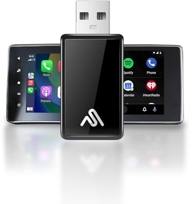 AutoSky Adattatore Wireless CarPlay e Android Auto 2-in-1, Dongle USB Pro Convertitore Cablato in Wireless, WiFi 5GHz, Plug & Play per Auto dal 2016, Design Nero Lucido Compatto, No Lag