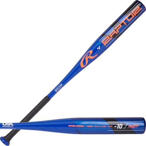 Rawlings Raptor Baseballschläger, USA, 71,1 cm, -10, 1 Stück, Aluminium, Blau/Orange