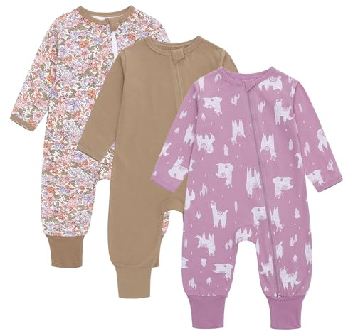 amo nenes 3-pack baby sommar sovsäck 0,5 tog med fötter och ärmar 100 % bomull andningsbar sommarsovsäck för pojkar och flickor, 12–24 månader, lila, lila, 12-24 Månader