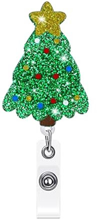 Weihnachts-Ausweishalter – einziehbare Rollen mit Clip, Weihnachtsabzeichenspule, Weihnachtsdekoration, niedliche Abzeichenrolle für Frauen, Ärzte, Krankenschwestern, Studenten