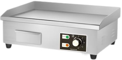 Plancha Eléctrica de Cocina.Plancha Profesional para Cocinar de 55x35cm.Acero Inoxidable.Placa Industrial con Bandeja Recoge Grasa.Temperatura de 50-300 °C.3000W
