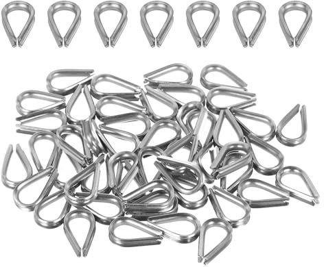sourcing map Rope Thimble 1/16(2mm) Diameter M2 Stainless Steel Wire Rope Cable Thimble for Towing Rigging, Pack of 50