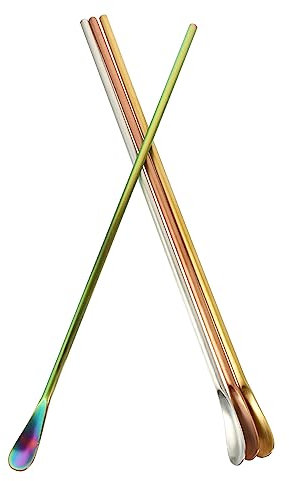 WATIIFUFU 4 Pezzi Asta di Agitazione Agitatori per Bevande Forniture per Cocktail Bar Bicchiere per Mescolare Cocktail Cucchiai in Acciaio Inossidabile Bastoncini da Cocktail per Bevande