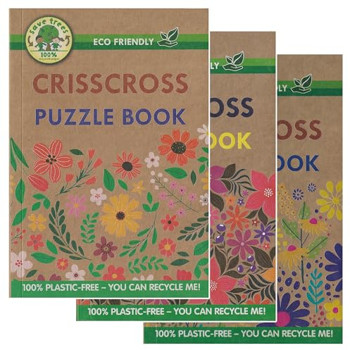 WF Graham Libros de crucigramas ecológicos para adultos, libros de crucigramas sin plástico, más de 130 cruces en cada uno, juego de 3