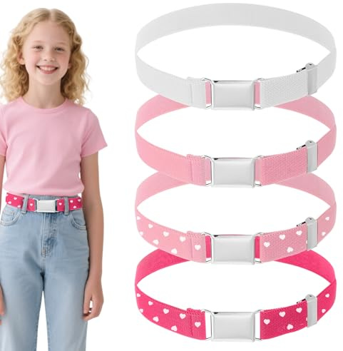 Hauojaus 4 Stück Kindergürtel Mädchen, Elastischer Gürtel Kinder kindergürtel jungen 55x2.5cm/21.65 x0.98inch, Verstellbar Gürtel Kinder Jungen (4 Farben)