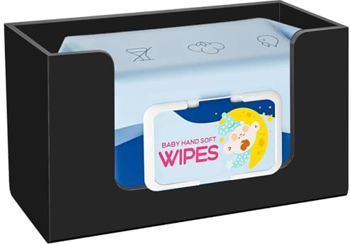 DELIPPLY Wet Wipe Holder Wall Mount, Flushable Wipe Dispenser Acrylic for Bathroom Bedroom Kitchen, Black