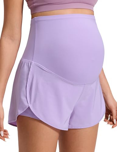 CRZ YOGA Maternidad 2 en 1 Falda Pantalón 7.6cm | Estilo Delfín con hendidura lateral, Talle Alto, Forro Interior con Bolsillos, Secado Rápido, Ligero, Embarazo y Posparto