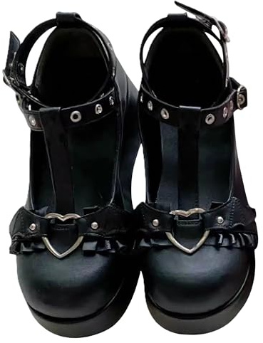 Zapatos Punk Mujer Mary Jane Plataforma Lazo Remaches Cadena Góticos Casuales Cuero Negro Tacón Grueso Punta Redonda Ideales para Jeans Vestidos JK Faldas Halloween Viajes Fiestas Cosplay Citas