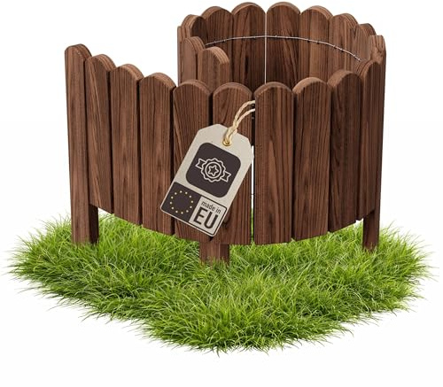 be4nature Bordura da giardino in legno flessibile 40 x 100 cm Marrone scuro legno impregnato bordo in rotolo bordatura prato recinzione decorativa palizzata bordo aiuole