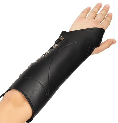 YELARXI Archery Arm Guard, Adjustable Bow Armguard for Women and Men Leather Archery Protective and Lightweight Black & Left Hand Fitting for (Hunting/Shooting Practice/Contest)