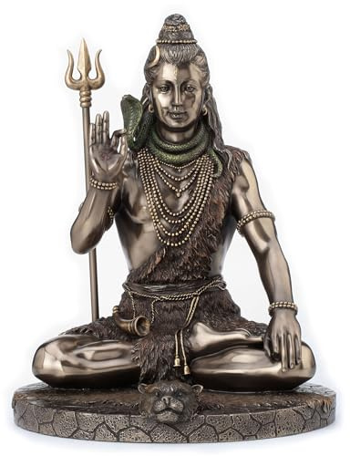 Veronese Design Lord Shiva in Meditation Pose Hindu God Cold Cast Resin Antique Bronze Finish Statue Sculpture