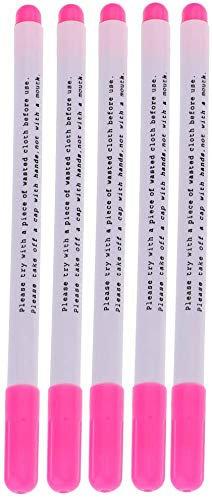 Inzopo Set of 5 for Textiles Water Soluble Marker Self-Extinguishing Trick Marker pink