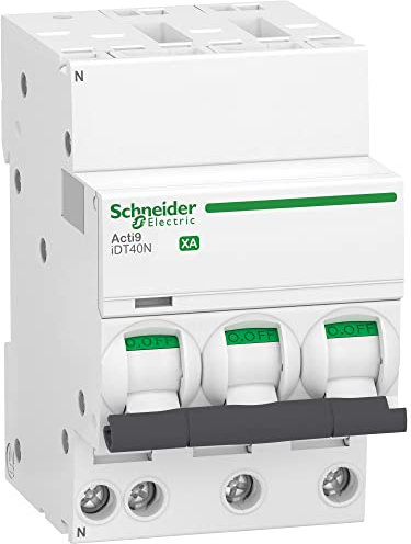 Schneider Electric - Acti9 iDT40N XA - disjoncteur modulaire - auto/vis 3P+N C 10A 6000A/10kA - A9PA4710