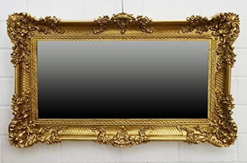 Lnxp Väggspegel tidlös barockspegel spegel guld 96 x 57 antik barockchic renässans ungdomsstil retro design med orange förtryck lyx prUNKfull 75SP