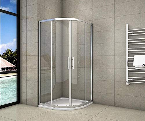 MAMPARA CORREDERA DE CABINA ESQUINA ANGULAR CRISTAL TEMPLADO TRASPARENTE 5MM CURVA ITALIANA 76x76x185CM