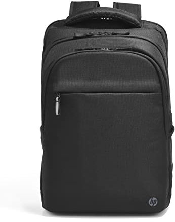 HP Professional 17,3 Zoll Laptop-Rucksack, wasserabweisend, RFID-Schutz, recycelte Materialien, verschließbare Doppelreißverschlüsse, für Laptops bis 17,3 Zoll, Schwarz
