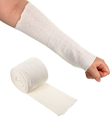 Nuanchu Cotton Stockinette Tubular Elastic Arm Cast Sleeve Roll Elastic Wrap Tube Wrist Wraps Comfortable Cast Stockinette Cosplay Accessories for Arm Leg Knee(White,4 Inch X 5.47 Yard)