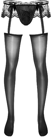 Yihuimin herr strumpbyxor nylon strumpbyxa transparent finstrumpbyxor underkläder män sexiga leggings spetsstrumpor erotiska sexiga underkläder, svart, En Storlek