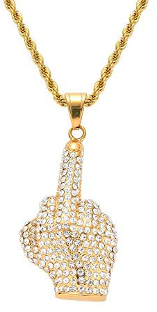 Liitata Hip Hop Oro Collana Dito Medio Mano Ciondolo Collana Rockstar Rapper Punk Catena d'oro 80s 90s Costume Accessori Collana dichiarazione per gli uomini Carnevale Mottoparty