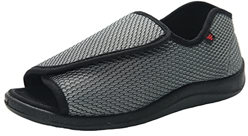 Zapatillas Ajustables para Hombres Y Mujeres Zapatos para Diabéticos con Pies Hinchados Extra Anchos Transpirables Antideslizantes De Gran Tamaño,Gris,47 EU