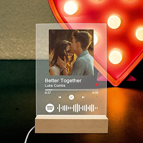 SENSING Spotify Plakette personalisierbar, Glas Acryl Songalbum Cover mit individuellem Bilderrahmen, scannbarem Code Musikkunst-Schilder für ihn Paar Jahrestag Damen Musikliebhaber Geschenke