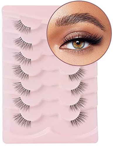 Onlyall Nerz Half Lashes Natural Look Wispy Lashes Clear Band Eye Lashes Pack Half Lash Corner Accent Lashes 3D Nerz Lashes 7 Pairs-C06