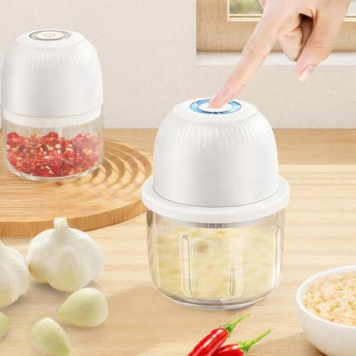 2 in 1 Electric Mini Garlic Chopper, More Powerful Wireless Garlic Press Chopper,Portable 350ml Cups Garlic Blender For Vegetable,Fruit,Waterproof Silicon Surface 350ML