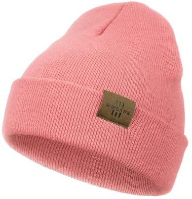 Wmcaps Mütze Kinder Jungen, Warme Weiche Wintermützen für Mädchen Kleinkind Baby, Doppellagige Strickmütze Kinder, Pfirsichrot