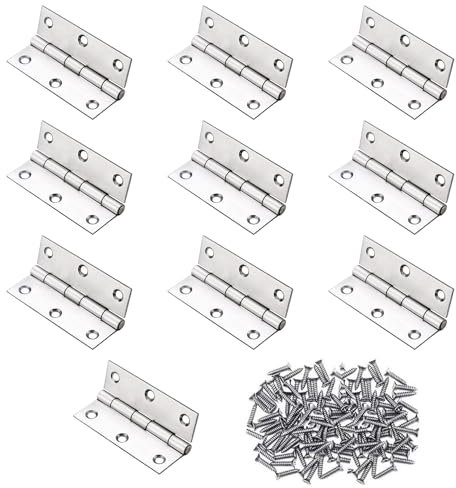 Bisagras Plegables de Acero Inoxidable 55*34mm Para Puertas de Madera - 10 PCS Silenciosa con 62 Tornillos Para Muebles, Armario