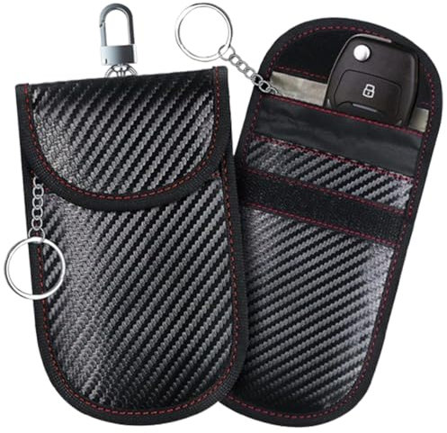 JchEnye 2 Piezas Bolsa Faraday Apantallamiento de Señal Portátil, Bolsa Llave Coche Anti RFID, Bolsa Llave Coche Anti RFID, Protección Antirrobo Anti Hackeo Control Remoto Vehículo Negro