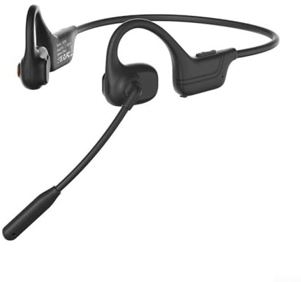 NbgrvB Casque à conduction osseuse avec micro : sans fil, BT 5.3, suppression du bruit, distance de transmission de l'oreille ouverte jusqu'à 15 mètres (noir)