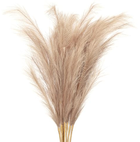 PATIKIL Pampas Decor De 37.8 Pulgadas De Altura, 7 Piezas De Pampas Artificial Grande A Granel Larga Y Esponjosa Hierba Falsa Seca para Decoración Boho Hogar Jarrón Boda Pared, Marrón