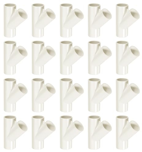 QUARKZMAN 20 Pz Raccordo PVC 3 Vie 45 Gradi 1 0.8 Connettori PVC Gomito PVC Raccordi per Tubi PVC Giunto PVC Mobili Angolari Connettore per Fai da Te Giardino Supporto Struttura Bianco