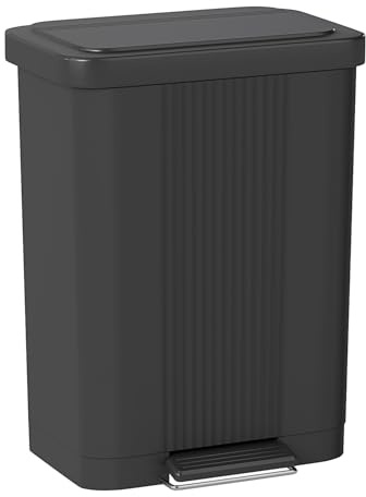 FDW Step-On Trash Can with Lid 13 Gallon 50 Liter Capacity for Kitchen Garbage Can Silent Slow Descent Lid with Foot Pedal and Shockproof Design for Home Living Room Bedroom Office Use