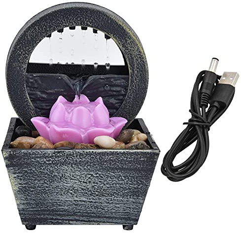 Para 3V, para la fuente de agua de flores de plástico con piedras, la fuente de mesa LED para la decoración de la mesa de la oficina en el hogar