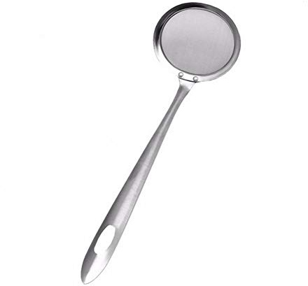 Cuchara de acero inoxidable para desnatar grasa, colador de malla fina, cucharón de aceite para freír alimentos de cocina