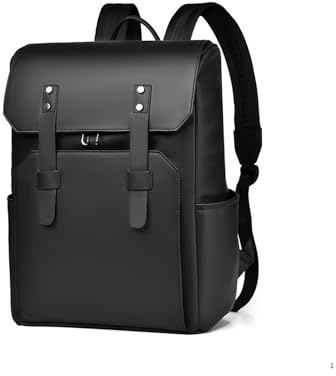 nusrah Travel Backpack for Men Women, Flight Approved Leather Laptop Backpack 15.6, 16 Inch, Water Resistant Anti-Theft Weekender Bag, Casual Daypack Rucksack (Black)