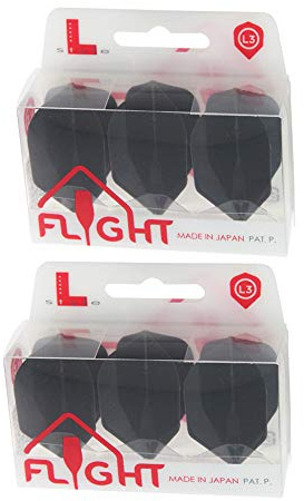 L-style L3 Shape Dart Flights – EZ – Black – 2 Sets (6 Flights)