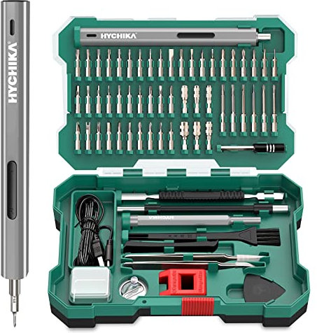 HYCHIKA Precision Screwdriver Set - 67 in 1 Mini Cordless Electric Screwdriver with LED Light and 52 Magnetic Bits, Micro Screwdrivers Repair Tool kit Max 3 N.m, for Phone Laptop PC Watch Camera Drone