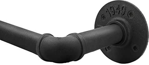 Qlfyuu Industrielle Gardinenstange ausziehbar Vorhangstange für Verdunkelungsvorhänge, verstellbare rutschfest Metall Raumteiler Gardinenstange für Fenster Schlafzimmer (Schwarz, XL(310-410cm))