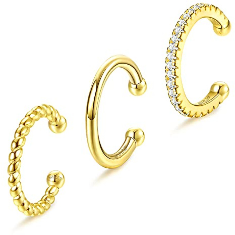ORAZIO 3Pcs Argent 925 Boucles D'Oreilles Manchette Femme Argent Sterling 925 Non Percées Réglable Réglable Dainty Ear Cuff Helix Cartilage Clip On Cuff Boucles D'Oreilles Ensemble Pour Femmes