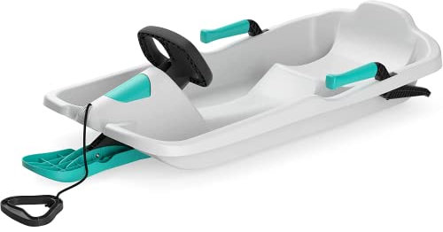 Skipper Lenkbob für Kinder - Bob Schlitten mit Lenkrad aus hochwertigem Kunststoff - Lenkschlitten für Kinder ab 3 Jahre mit Kufe und SoftGrip-Bremsen, Weiß