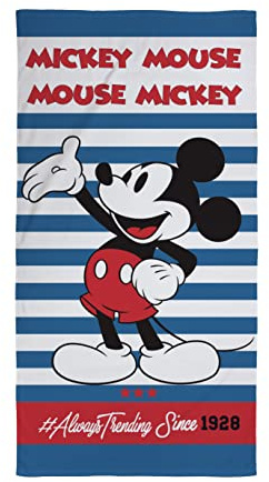 Character World Official Disney Mickey Mouse Towel | Super Soft Feel, Trendsetter Design | Perfect The Home, Bath, Beach & Swimming Pool | One Size 140cm x 70cm