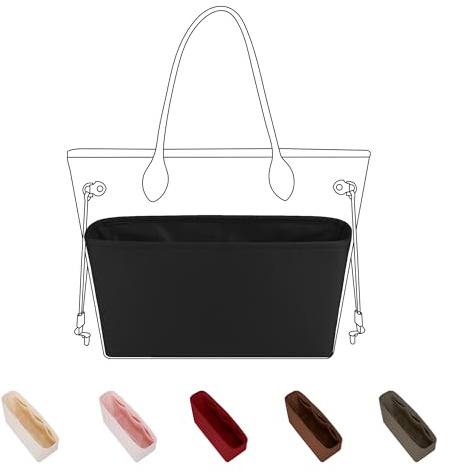 DGAZ Silke handväska arrangör för Neverfull PM/MM/GM, väskorganiserare, väska i väska, väskformare, insats med innerficka (svart, MM) | Lyxigt satininnerficka, perfekt passform, mjukt skydd, lätt