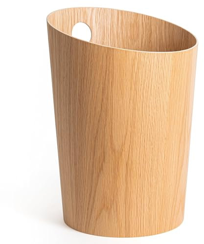 Kazai.® Design Paper Bin 'Bennet' | Unique Waste Paper Basket for Office, Bedroom, Children's Room, and More | Office Bin Made of Real Wood Veneer | Oak