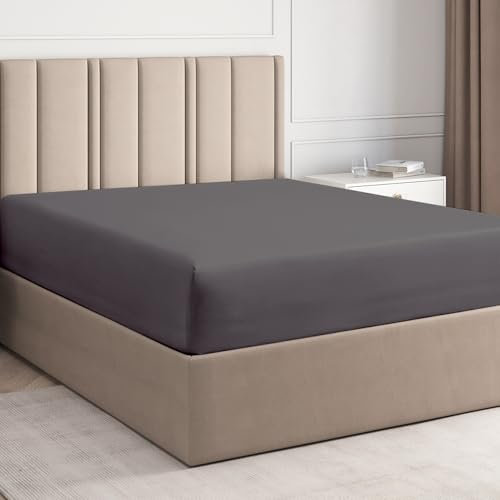 Spannbettlaken 120x200 cm - Für Matratzen bis 30 cm Höhe (12) - Weiche, gebürstete Mikrofaser - Knitterfrei, Schrumpf- und Farbbeständig - Oeko-TEX Zertifiziert - Dunkelgrau - Premium Bettlaken