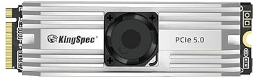 KingSpec VP101 1TB PCIe 5.0 M.2 SSD - Bis zu 10000 MB/s, M2 Gen 5 NVMe SSD mit Kühlkörper & Lüfter, DirectStorage Enabled - Gaming, Fotografie, Videobearbeitung, Design (1000GB)