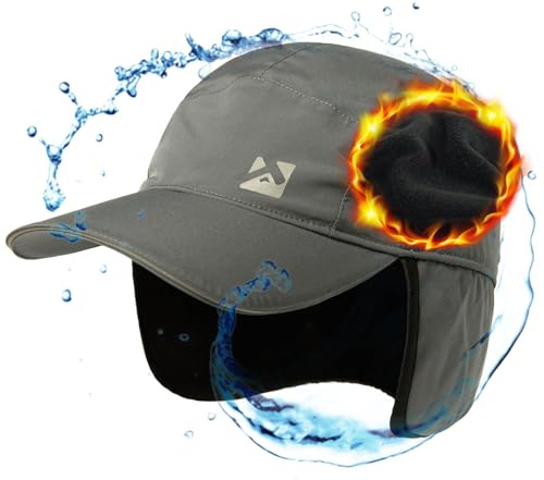 TOP-EX L/XL Men Women Waterproof Winter Baseball Cap Fleece Earflap Trapper Hat for Cold Weather Big Heads Gray Large