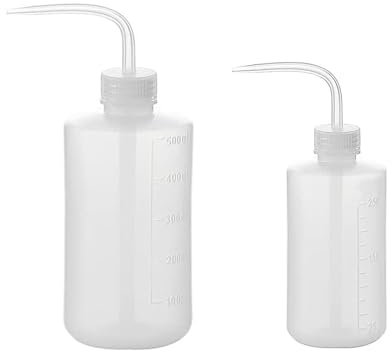 LATRAT Set di 2 annaffiatoi in plastica, bottiglie di sicurezza per la pulizia delle bottiglie trasparenti per il giardinaggio, l'irrigazione delle piante, il laboratorio, 250/500ml