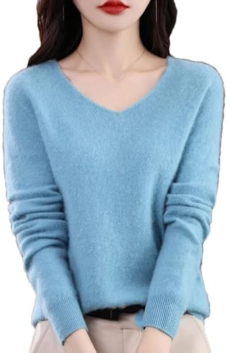 Pull en Cachemire pour Femme, Pull en Laine Mérinos, Col en V, Hiver Et Automne, Pull en Laine, Haut Tricoté
